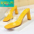 新款上市-韩版夏季新款凉拖鞋日常女鞋粗跟高跟透明镂空露趾一字拖鞋 杏色 40