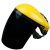 切割机防护面罩打磨护具全脸安全帽透明头罩电焊角磨机护目镜轻便 黄顶面屏【绿色】 S