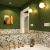 橄榄绿法式复古手绘小花砖 绿色卫生间瓷砖厨房墙砖厕所地砖 定制专属美缝剂