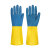 耐酸碱手套乳胶防滑防水橡胶劳保工作耐磨实验防腐蚀工业手套防化 2双/拼色耐酸碱工业手套