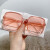 DJKD米钉方形墨镜女2024年新款渐变色眼镜女士潮流防紫外线开车太阳镜 白框上篮下粉片