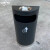 中环力安 港式创意不锈钢半圆靠墙式垃圾桶   A 黑色带烟缸款