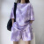 万派摩短袖短裤女装两夏季时尚休闲加运动服套装 urban套装 紫紫色 M 80-斤
