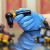 礼丝汀英科 一次性防护手套 劳保工业厨房清洁 蓝色M码50只 PVC 大号L码