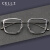 CELLI 日本手工设计师眼镜框超轻纯钛大脸男眼镜超韧镜架商务近视镜框 条纹灰框 (防蓝光变灰色)定制1.61折射率