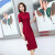 冈蹈红色旗袍年轻款改良高端蕾丝气质优雅本命年时尚少女中国风连衣裙 QY0060 酒红色蕾丝 XL