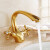 欧式金色黄铜水龙头浴室双把单孔仿古面盆台盆冷热龙头 金色