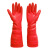 蓝巨人乳胶橡胶手套加长40cm 厨房洗衣做家务防水工作劳保手套 5双装 红色 中号M男女均码