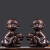 木制猴子摆件 实木红木雕刻生肖猴茶室办公室装饰品 生日乔迁送礼 黑檀木 猴子 一对 高8厘米