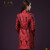 王小鸭王小鸭秋新款修身显瘦时尚女士外套中长款印花风衣减龄质感 红色 L