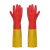 群生天然乳胶双色手套加长加厚橡胶家务防水超长耐油防污手套 红黄(群生双色(10双) M