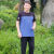 VCZL爷爷夏季套装运动男士短袖T恤两件套中老年爸爸夏装薄款衣服 蓝黑拼接款（长裤+短袖） XL码（建议95-115斤穿）
