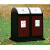 庄太太【双桶（镀锌板+塑胶木）】不锈钢摇盖分类垃圾桶户外大号垃圾箱室外钢木带盖果皮箱