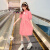乔僖枫女童夏季连衣裙韩版中大童学院风泡泡袖公主裙POLO领韩版儿童裙子 粉红色 120cm