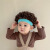 UOSU儿童假发帽子男宝宝婴儿卷发头套爆炸头男童针织帽搞怪个性假 蓝色（优质奶棉线）