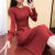 奈加图（NAIJIATU）2020秋冬季新款韩版女装长款针织连衣裙长袖毛衣打底裙修身毛线裙 红色 S 建议95斤以下
