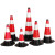 橡胶雪糕筒路障警示红白反光路锥形桶隔离墩道路施工高速路安全分 红白伸缩连接杆1-2米