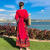 糜岚民族风沙滩裙女三亚海边度假波西米亚长裙大码胖mm显瘦连衣裙 红色 M100-110斤
