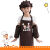山头林村儿童厨师帽三件套小小厨师服围裙定制LOGO幼儿园小孩绘画烘焙表演 橙色（围裙帽子袖套） 小小厨师图 成人码(适合150-180高）