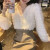妙微熊设计感小众波点花朵蕾丝衬衫女2022春秋法式甜美V领小衫别致上衣 白色(植绒印花) S