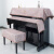 轻奢现代简约北欧式防尘全套韩国电盖布半披美式钢琴罩三件套 粉色 烫金天鹅粉 单人凳罩56*36cm