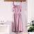 彬单 荷叶花边棉麻围裙可印制logo日系韩版厨房咖啡厅工作围裙 粉色 