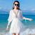 波西米亚海边度假连衣裙收腰显瘦夏季新短款小个子雪纺沙滩裙 白色 XL