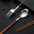 旭杉斯不锈钢便携餐具创意仿木纹勺鸡翅木筷子2件套 便携勺子筷子 2件套