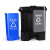 家庭清洁分类环保干湿两用垃圾桶脚踏带盖加厚 蓝黑 可回收+干垃圾(30L)
