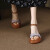 USW凉鞋女2024夏季法式复古一字带增高女鞋简约新款休闲粗高跟鞋女 香芋色 39
