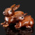 荣淘 木雕兔子摆件红木木制生肖兔实木绿色木质吊坠工艺品木头福 红色趴兔