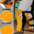 沐鑫泰定制定制焊工牛皮护膝 电焊防烫护腿 耐磨耐高温焊工防护装备腿部 黄色护脚筒高40CM粘贴款