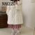 NAKEZG品牌23冬季新款娃娃领粉色羽绒服女韩版时尚设计感甜鸭绒收腰外套 蓝色长款 S