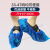 超厚CPE鞋套一次性耐磨底防水雨天室内防尘防滑学生塑料脚套男女 无纺布蓝色400g100只 加厚防尘 均码
