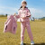 MAKOSBEAR童装女童套装秋冬装加绒加厚儿童运动三件套休闲大卫衣套装QY1180 粉色三件套 130(建议身高125cm)