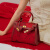 CENTURY KUDOS品牌轻奢花如锦绣刺绣凯莉包手提感红色结婚包包新娘包女日常可用 红色
