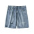 时尚00先生夏季美式牛仔短裤男士复古蓝色水洗宽松休闲破洞设计阔 蓝色 XL
