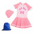 羽克 Yuke 儿童泳衣套装女童连体裙式小中大童女孩游泳装备（含泳帽收纳包） 粉色 6XL