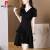 皮尔卡丹高级感赫本风小黑裙女2024新款夏季设计感小众气质黑色修身连衣裙 黑色 S