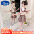 迪士尼儿童小孩子女童夏装套装裙2023年新款洋气中大童夏季短袖儿童学院 红色-8082 110cm