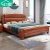 初屋 床 实木床1.8米双人床现代中式卧室橡胶木婚床 胡桃色 单床 框架床(1500mm*2000mm)