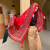 微尔忆澜民族风披肩围巾两用海边防晒沙滩丝巾红色大纱巾女沙漠旅游拍照夏 对称三角（波西米亚风） 175cm以上