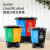 康迪普 40升分类垃圾桶办公室学校厨房环卫干湿分离双桶双胞胎垃圾桶 蓝+红色 60升