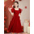 语森恋敬酒服新娘小个子法式订婚礼服女夏季红色连衣裙平时可穿 酒红色 XS(建议75-85斤)