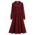 藏颜春秋新款女法式赫本风气质收腰显瘦中长款长袖衬衫连衣裙 红色 L 100-114斤