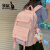 袋鼠（KANGAROO）品牌书包女大学生韩版高中原宿简约森系风小学生初中双肩包 粉红色