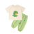 嘟嘟家儿童夏季短袖套装宝宝衣服薄款卡通印花男童两件格纹束脚长裤婴儿 绿色 80cm