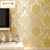 米迪欧式浮雕植绒烫金无纺布加厚立体3D壁纸书房卧室客厅电视背景 18181米黄色