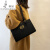 袋鼠（KANGAROO）轻奢品牌大容量手提包单肩包包2024新款潮简约腋下包冬季时尚简约 黑色