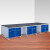 万尊 钢木实验台中央台4m深蓝色工作台化验室操作台